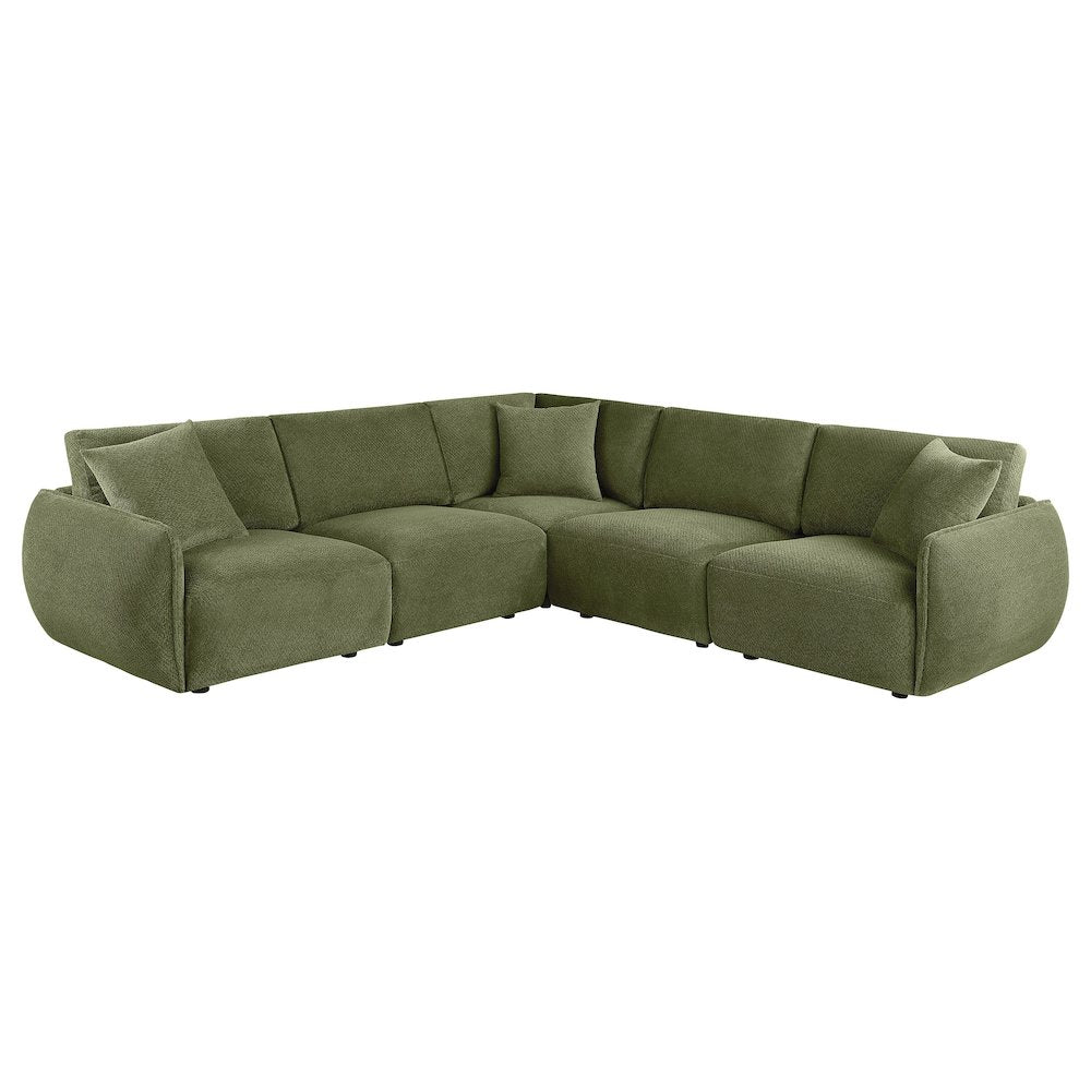 FurniFact Modular Sectional Sofa with Chenille Upholstery, Green, Set of 5