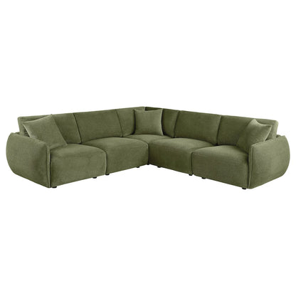 FurniFact Modular Sectional Sofa with Chenille Upholstery, Green, Set of 5