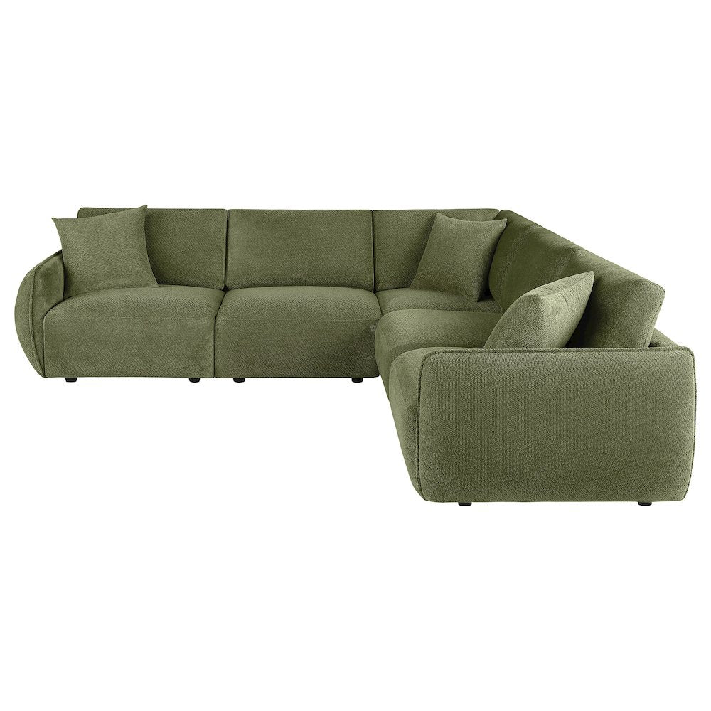 FurniFact Modular Sectional Sofa with Chenille Upholstery, Green, Set of 5