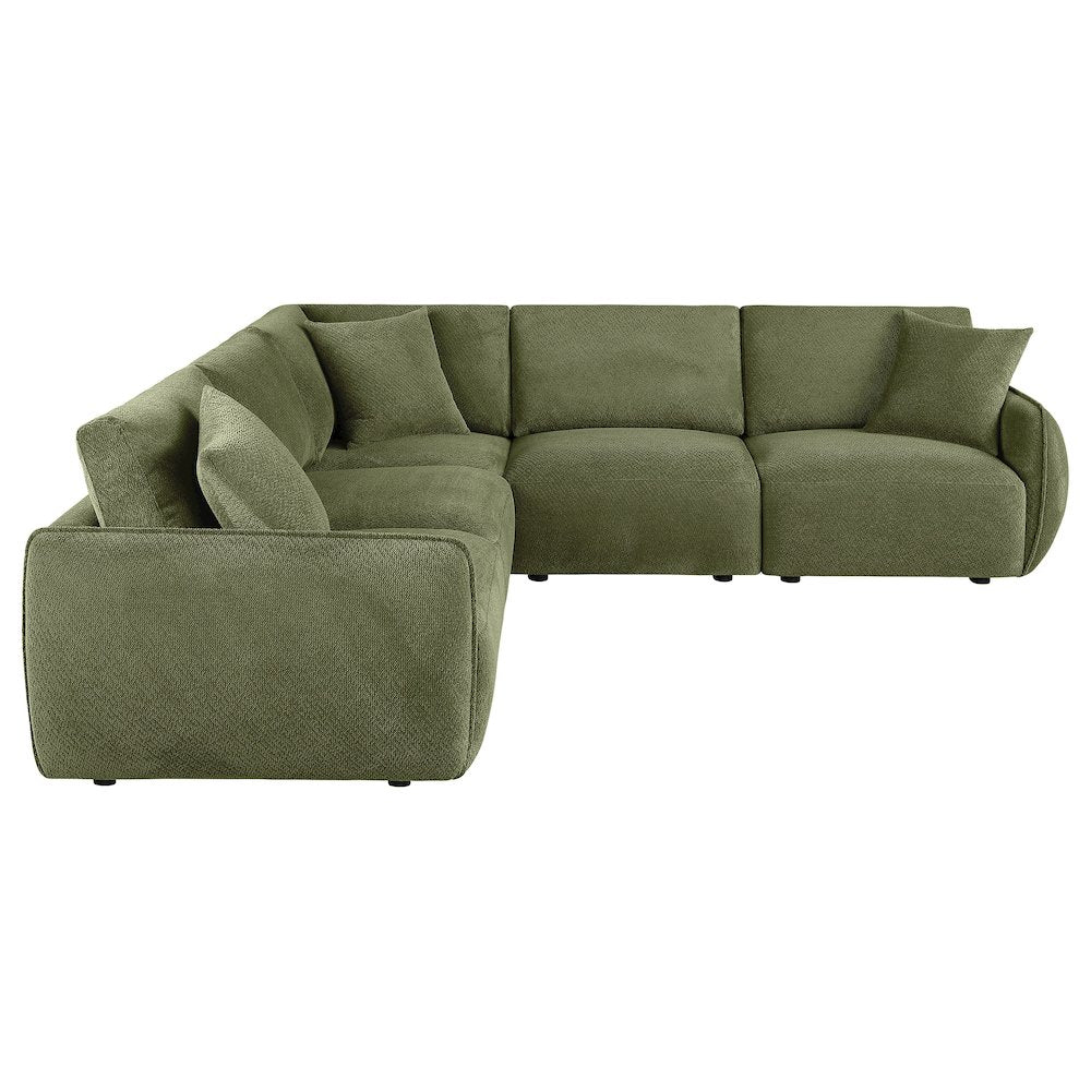 FurniFact Modular Sectional Sofa with Chenille Upholstery, Green, Set of 5