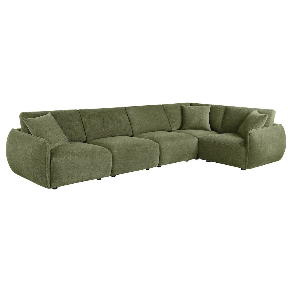 FurniFact Modular Sectional Sofa with Chenille Upholstery, Green, Set of 5