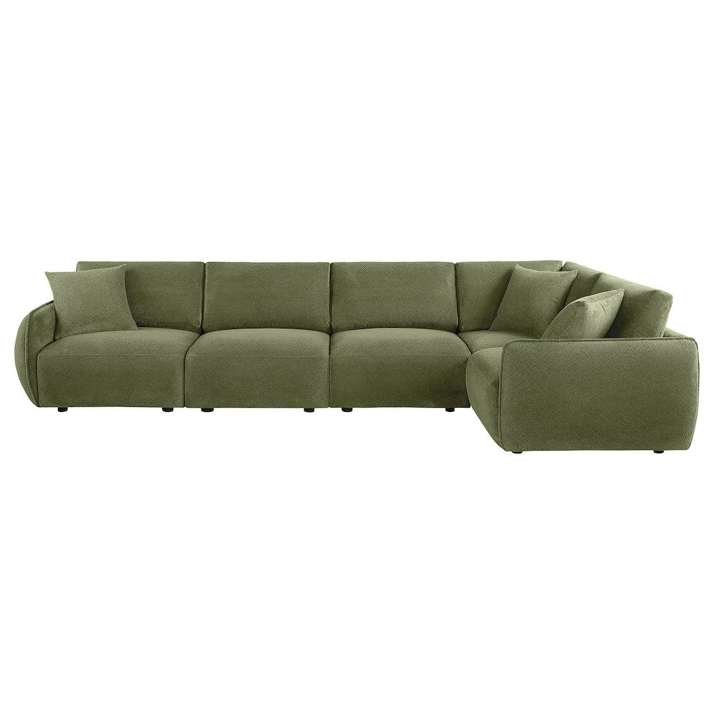 FurniFact Modular Sectional Sofa with Chenille Upholstery, Green, Set of 5
