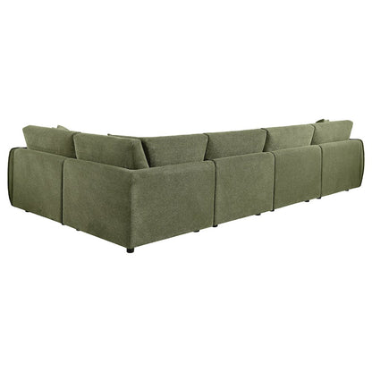 Elysia 5-piece Chenille Upholstered Modular Sectional Sofa Green