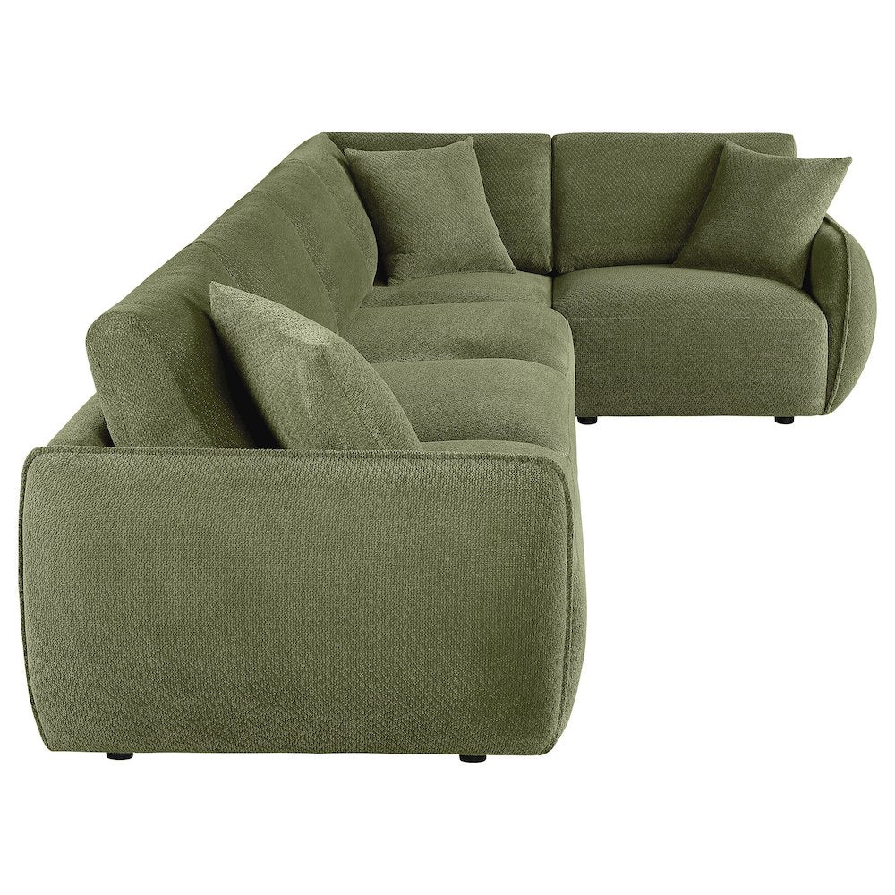 Elysia 5-piece Chenille Upholstered Modular Sectional Sofa Green