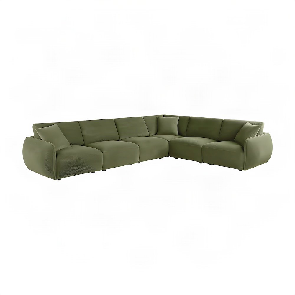 FurniFact Modular Sectional Sofa with Chenille Fabric, Green, Set of 6