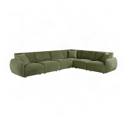 FurniFact Modular Sectional Sofa with Chenille Fabric, Green, Set of 6