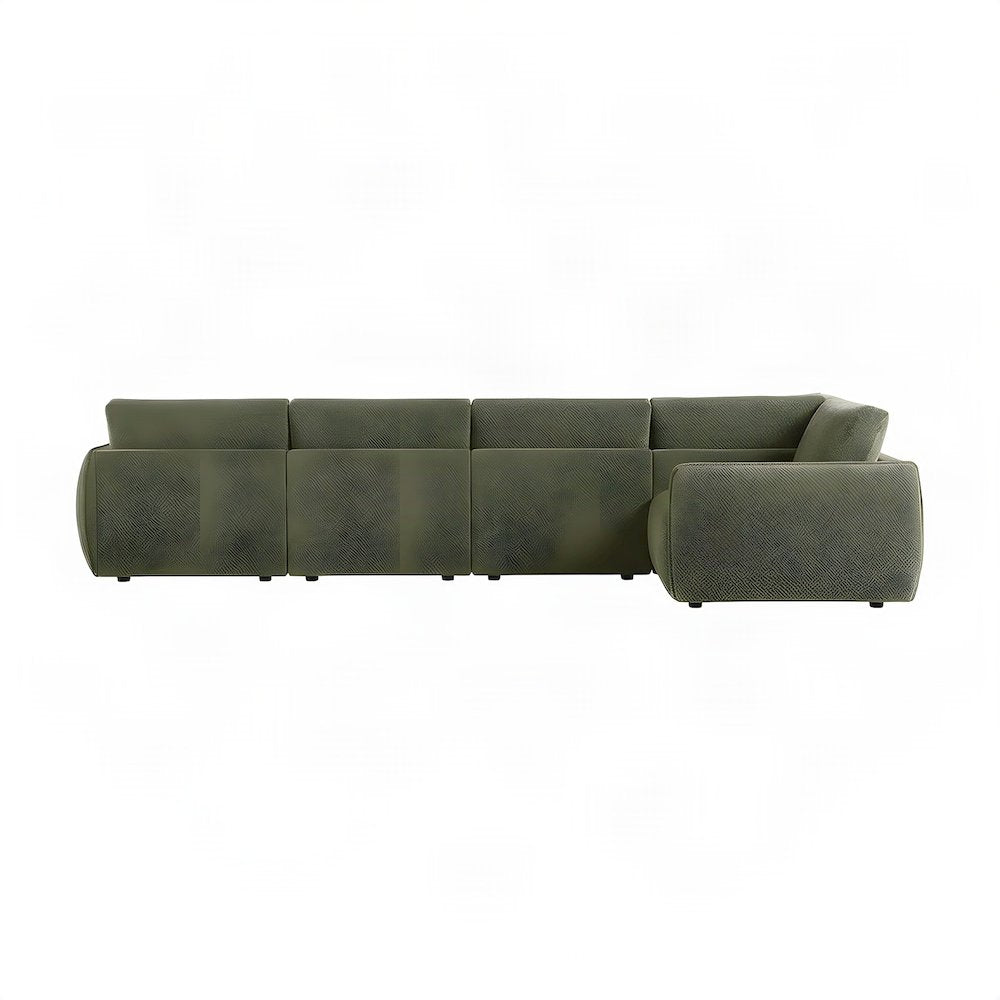 FurniFact Modular Sectional Sofa with Chenille Fabric, Green, Set of 6