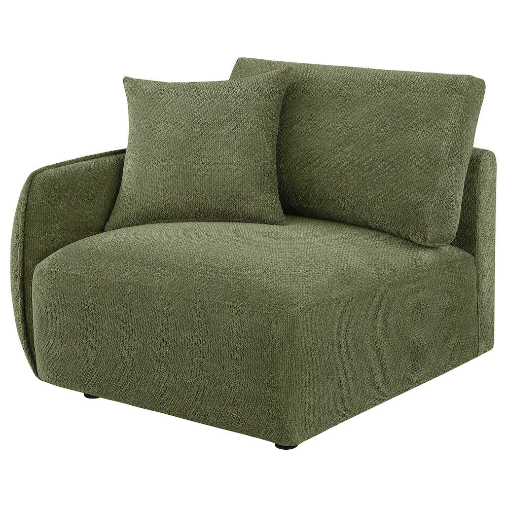 Elysia Chenille Upholstered Modular LAF Chair Green