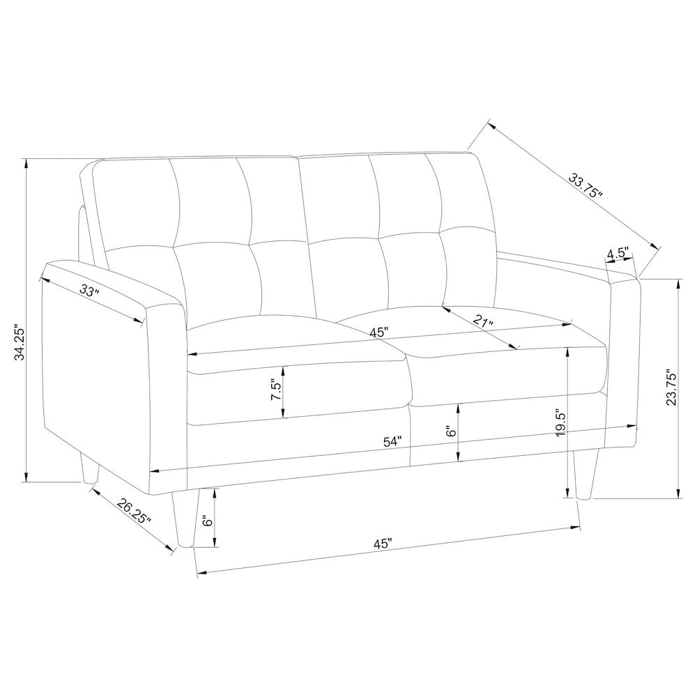 Watsonville Upholstered Track Arm Tufted Loveseat Grey