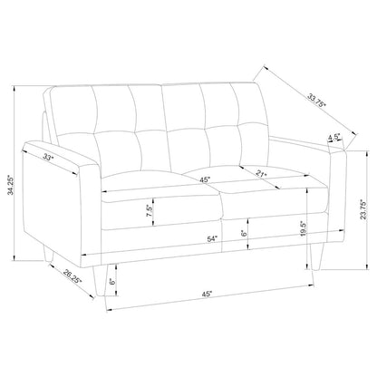 Watsonville Upholstered Track Arm Tufted Loveseat Grey