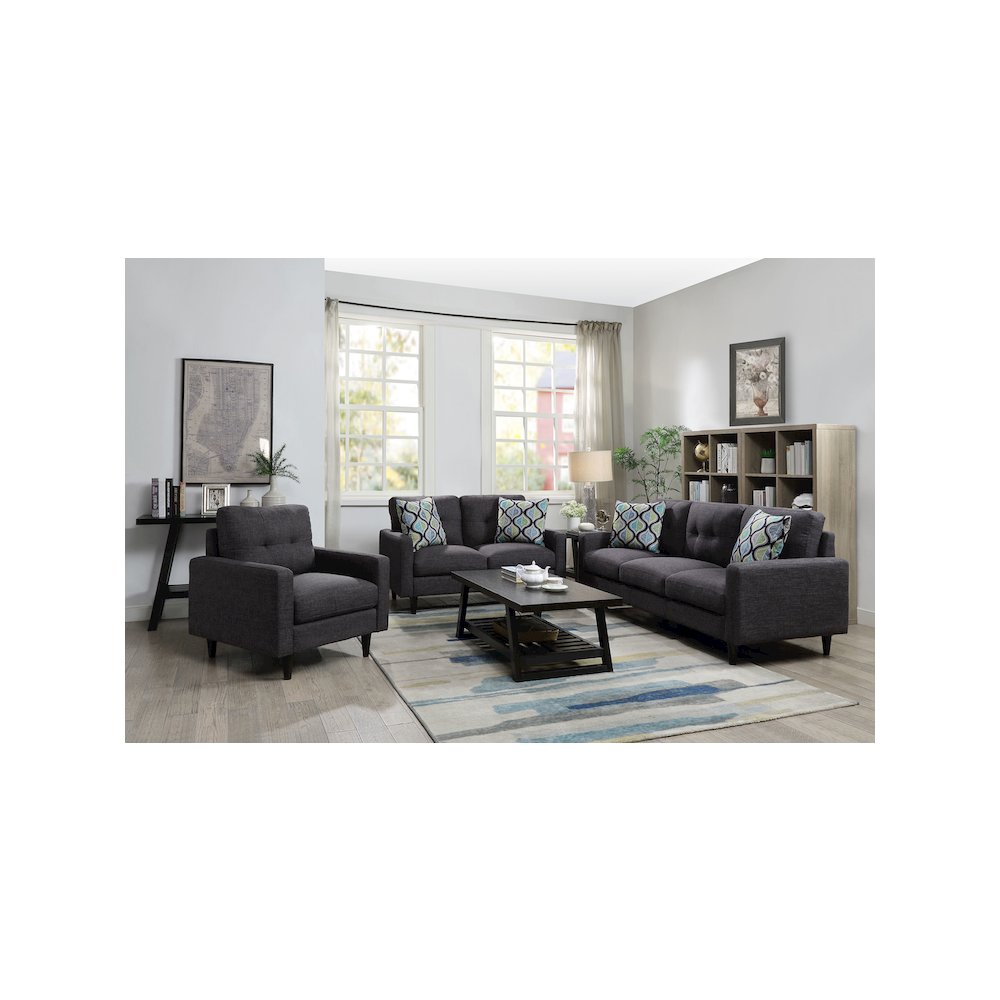 Watsonville Upholstered Track Arm Tufted Loveseat Grey