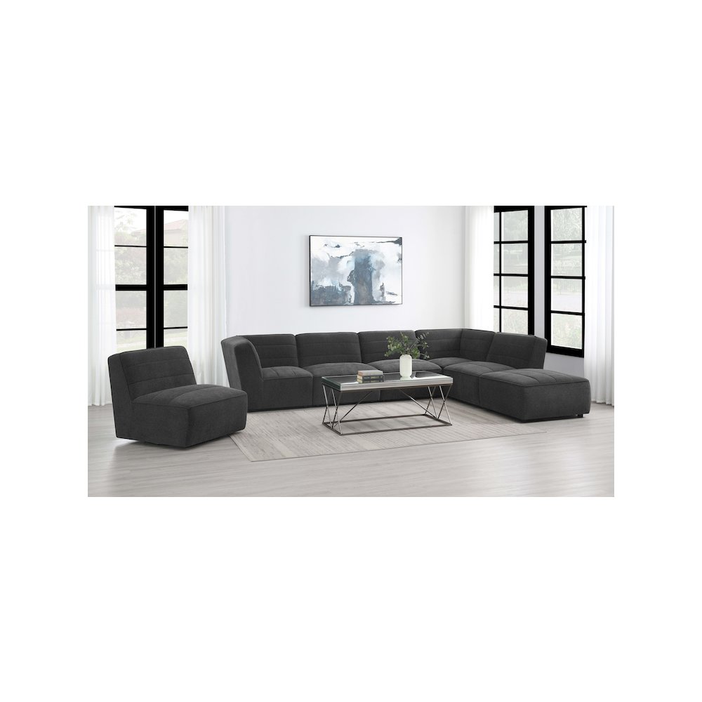 Sunny Upholstered Armless Chair Dark Charcoal