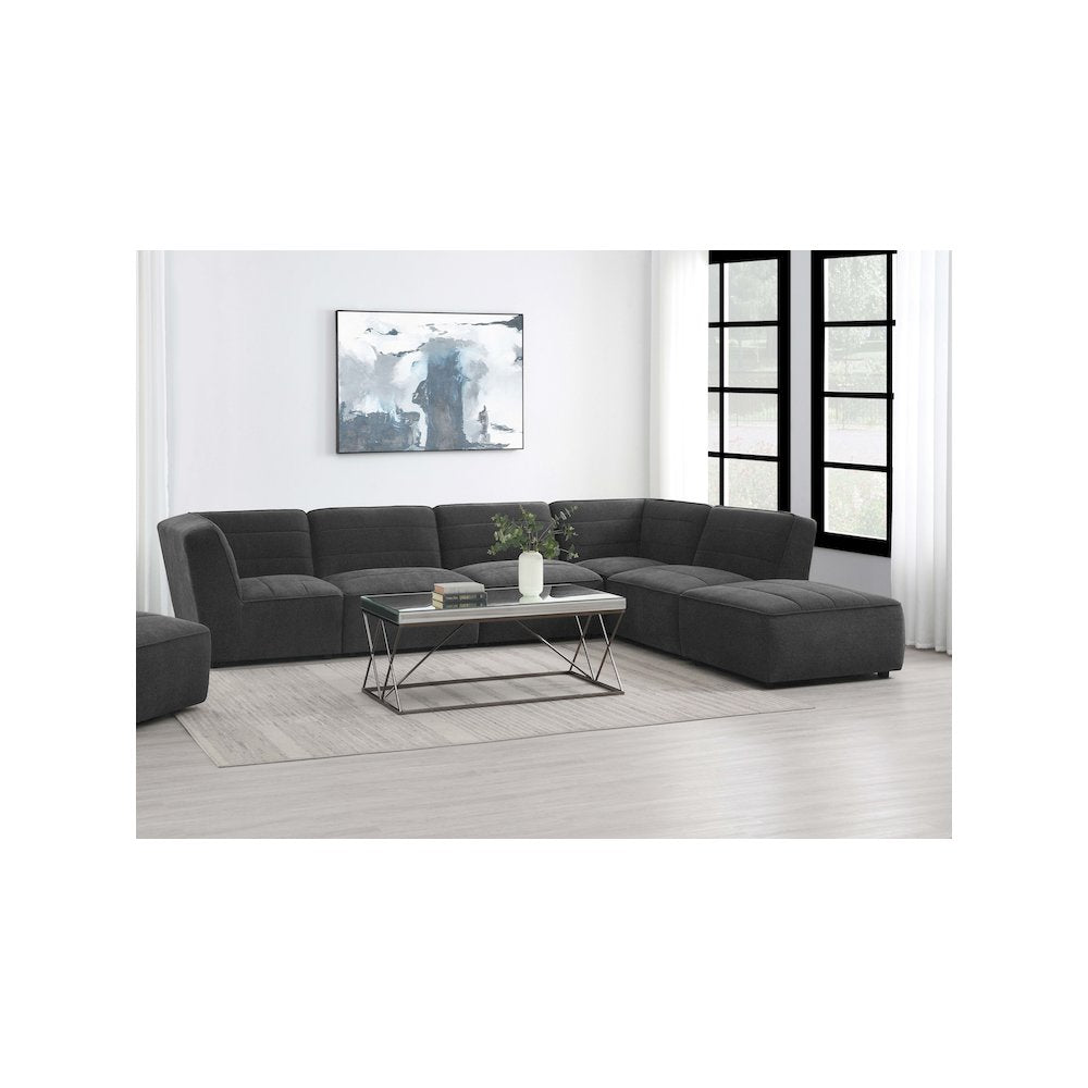 Sunny 6-piece Upholstered Modular Sectional Sofa Charcoal