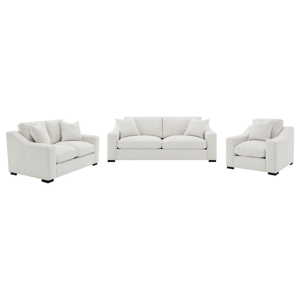 Ashlyn 3-piece Upholstered Track Arm Sofa Set Sand