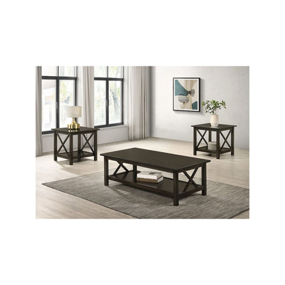 Rachelle 3-piece Rectangular Coffee Table Set Deep Merlot