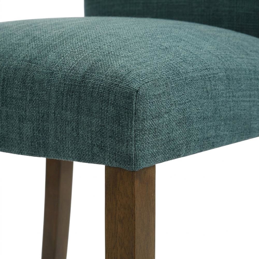 Polyester Upholstered Dining Side Chair, Teal Blue, Set of 2