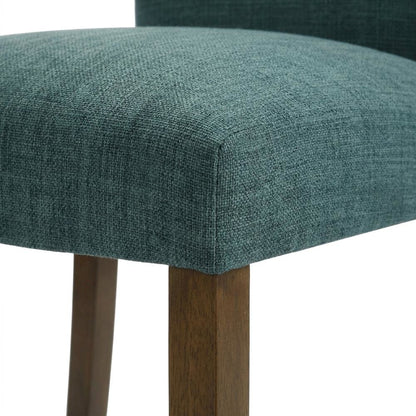 Polyester Upholstered Dining Side Chair, Teal Blue, Set of 2