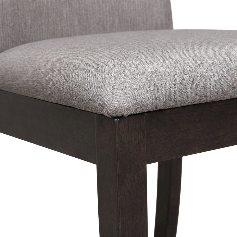 Polyester Upholstered Farmhouse Dining Chair, Espresso Legs, Taupe, Set of 2
