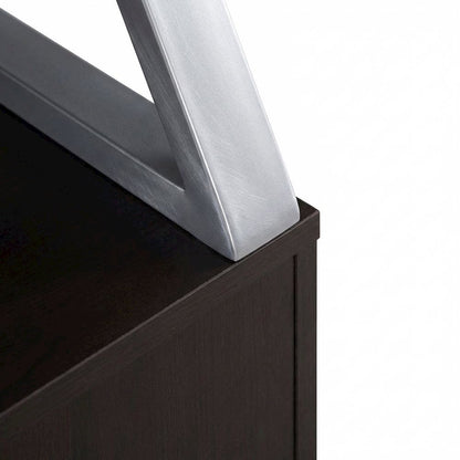 Contemporary Cappuccino Office Desk With 2 Drawers And Metal Legs