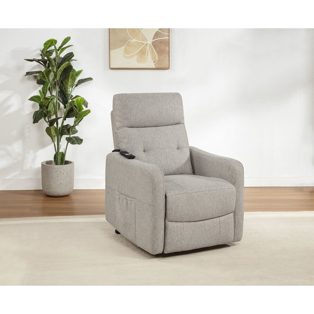 Dayes Upholstered Power Lift Recliner Chair Taupe