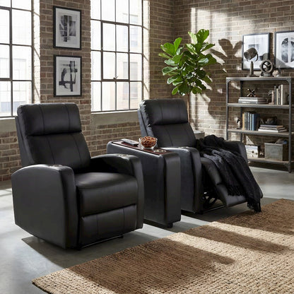 Upholstered Wedge Console Table with Storage for Recliner Sofa, Black