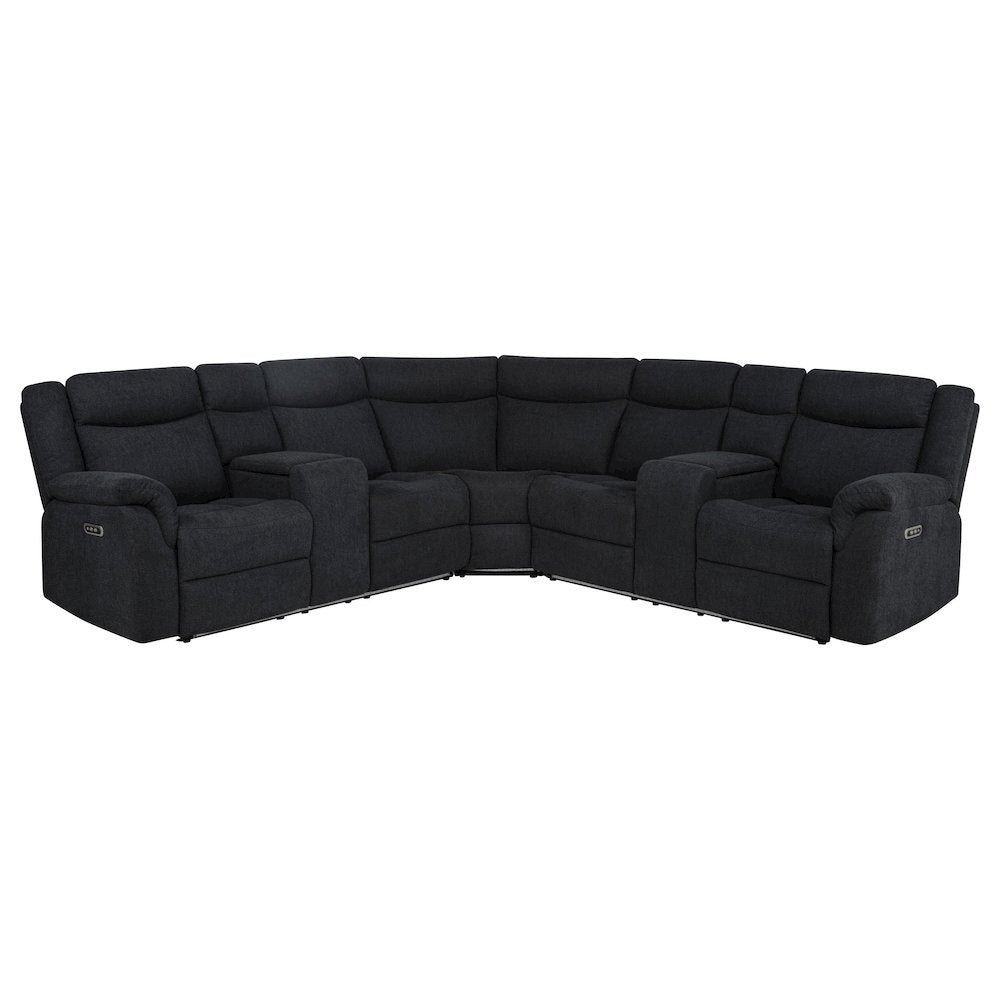 Hagen Upholstered Power Reclining Sectional Sofa Steel Grey
