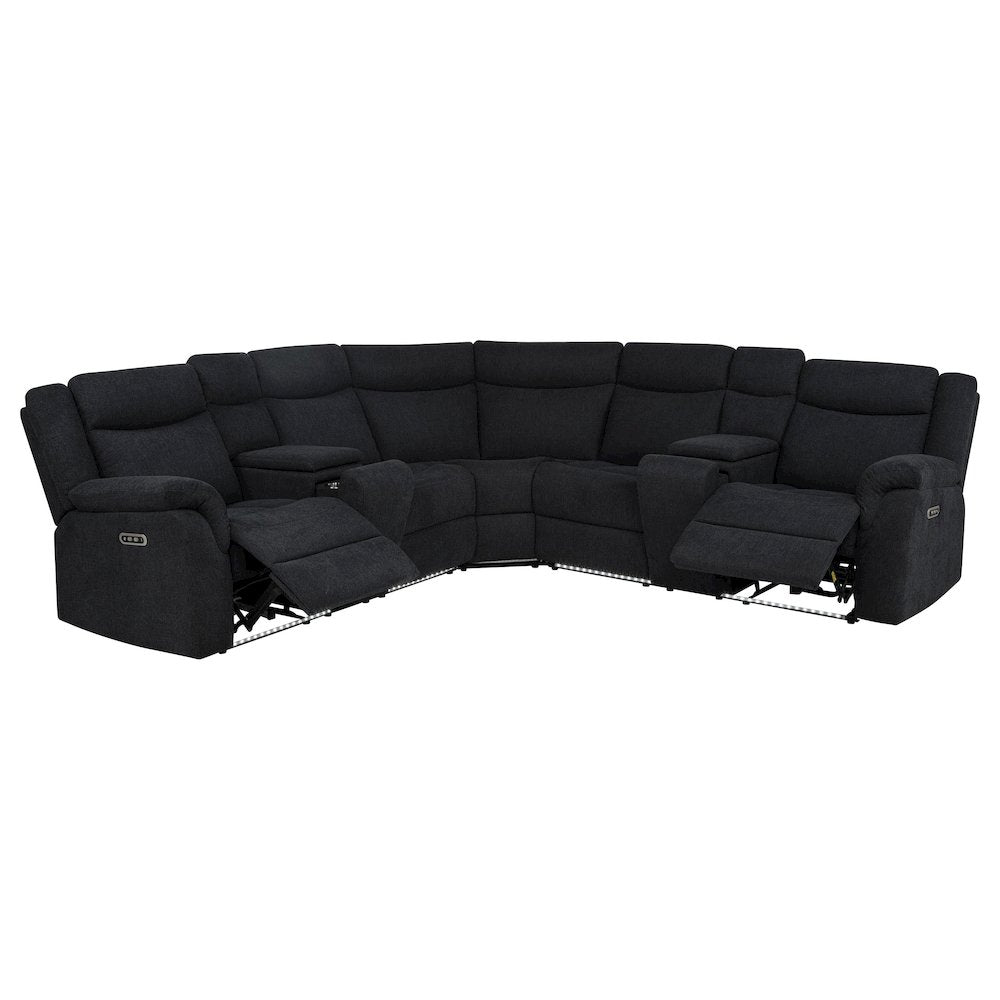 Hagen Upholstered Power Reclining Sectional Sofa Steel Grey