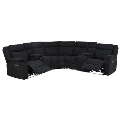 Hagen Upholstered Power Reclining Sectional Sofa Steel Grey