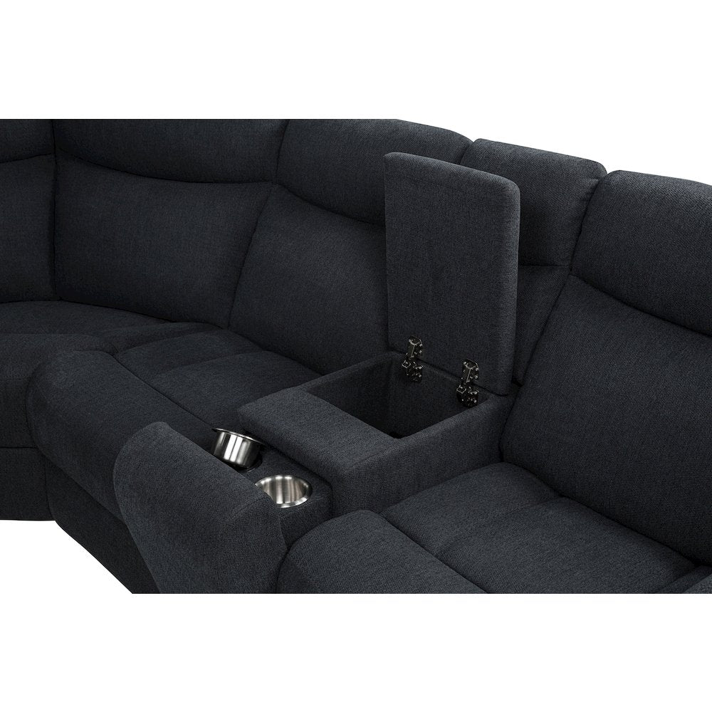 Hagen Upholstered Power Reclining Sectional Sofa Steel Grey