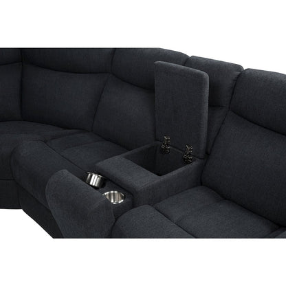 Hagen Upholstered Power Reclining Sectional Sofa Steel Grey