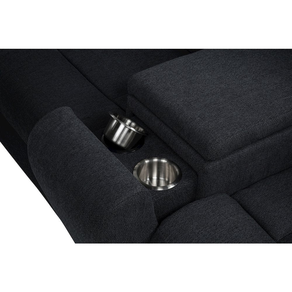 Hagen Upholstered Power Reclining Sectional Sofa Steel Grey