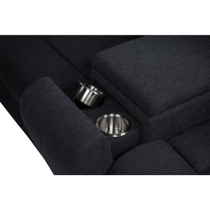 Hagen Upholstered Power Reclining Sectional Sofa Steel Grey