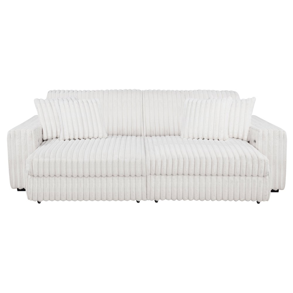 Jacana Corduroy Upholstered Dual Power Chaise Sofa Ivory