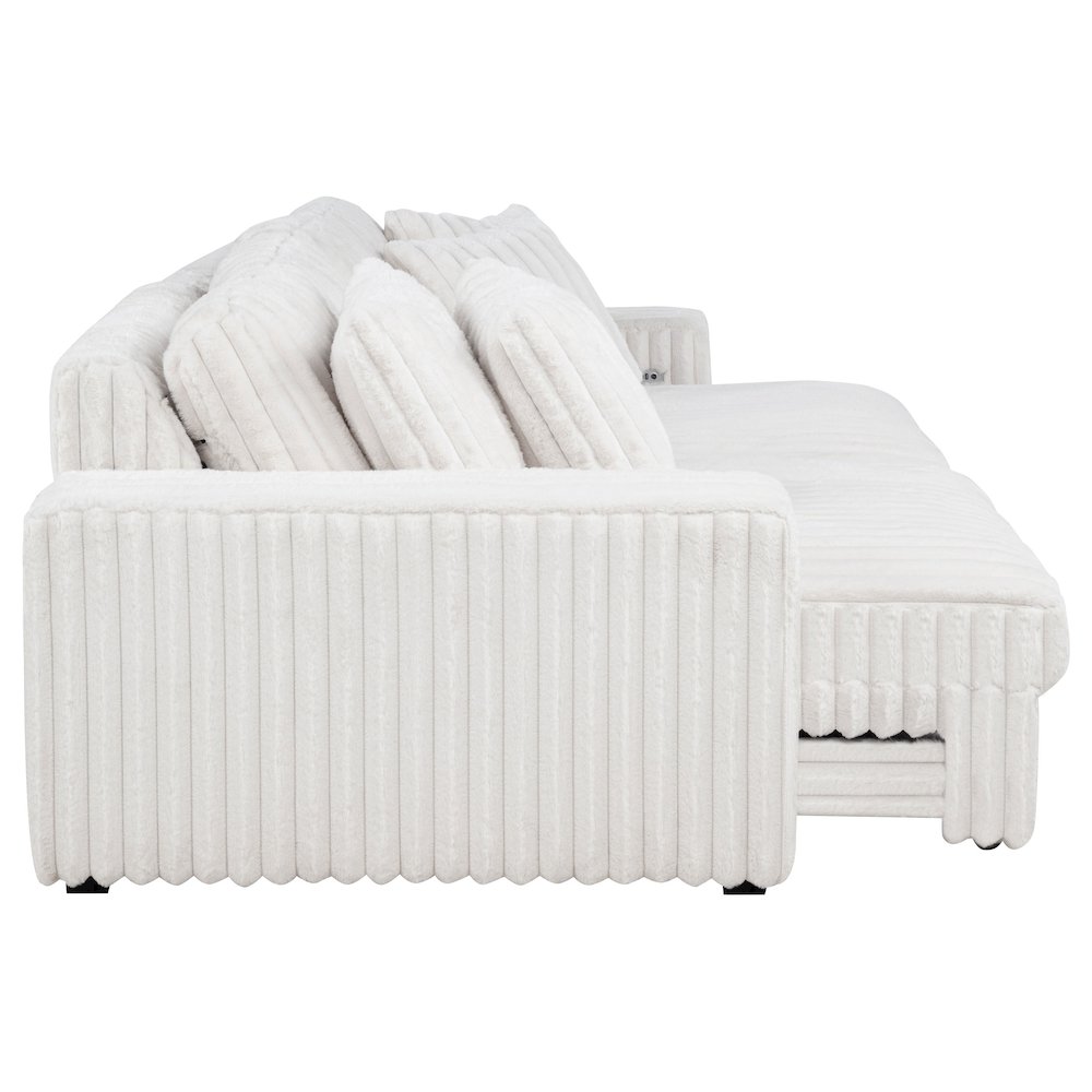 Jacana Corduroy Upholstered Dual Power Chaise Sofa Ivory