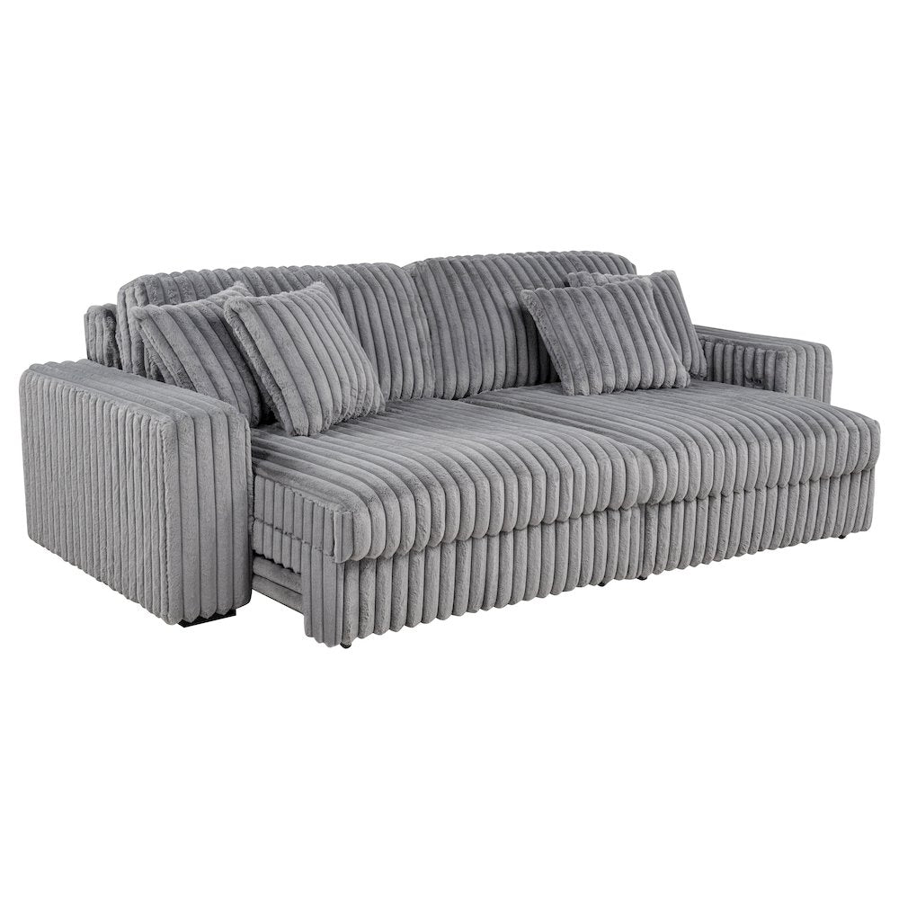 Jacana Corduroy Upholstered Dual Power Chaise Sofa Grey