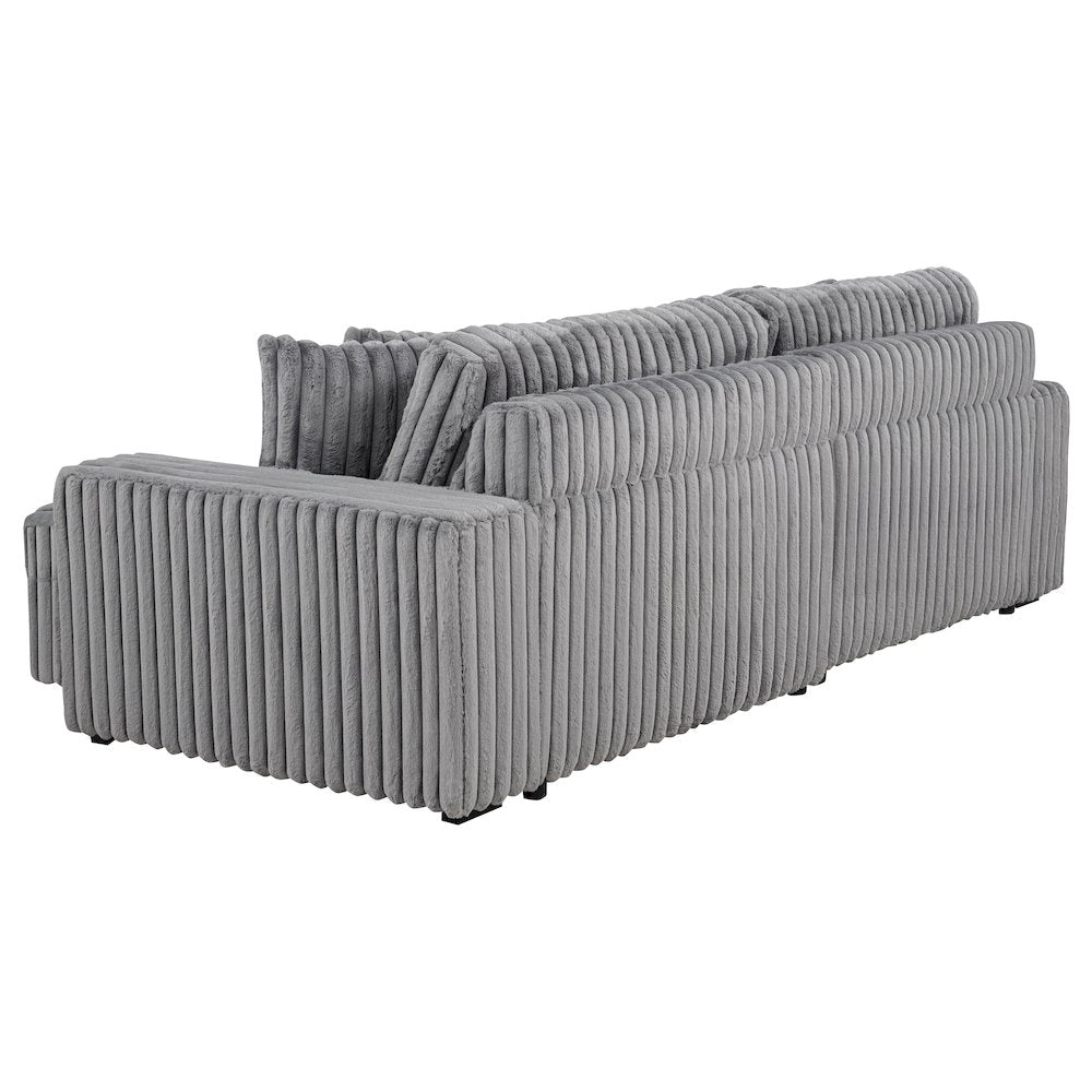 Jacana Corduroy Upholstered Dual Power Chaise Sofa Grey