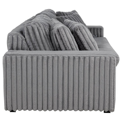 Jacana Corduroy Upholstered Dual Power Chaise Sofa Grey