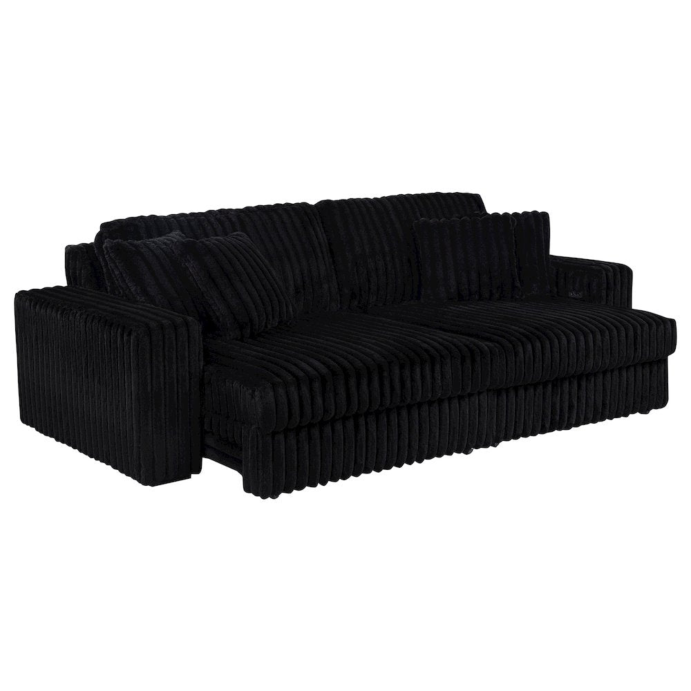 Jacana Corduroy Upholstered Dual Power Chaise Sofa Black