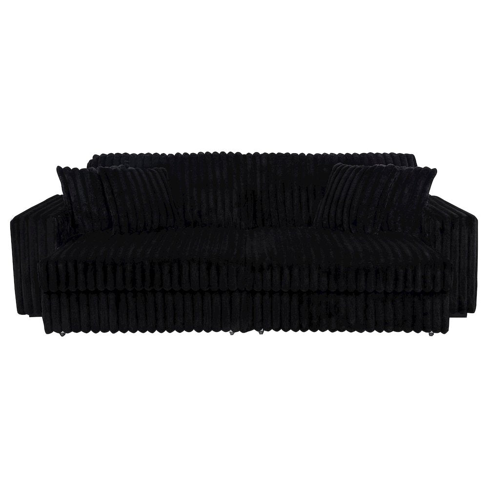 Jacana Corduroy Upholstered Dual Power Chaise Sofa Black