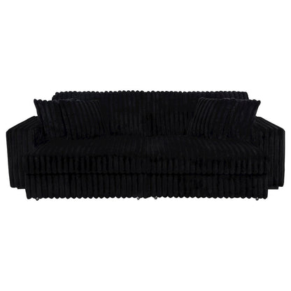 Jacana Corduroy Upholstered Dual Power Chaise Sofa Black