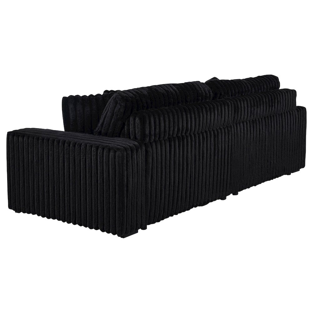 Jacana Corduroy Upholstered Dual Power Chaise Sofa Black