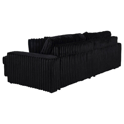 Jacana Corduroy Upholstered Dual Power Chaise Sofa Black