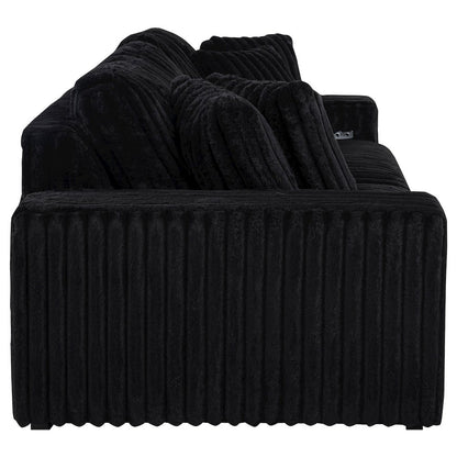 Jacana Corduroy Upholstered Dual Power Chaise Sofa Black