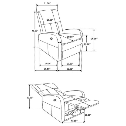 Grant Upholstered Power Recliner Chair Brown