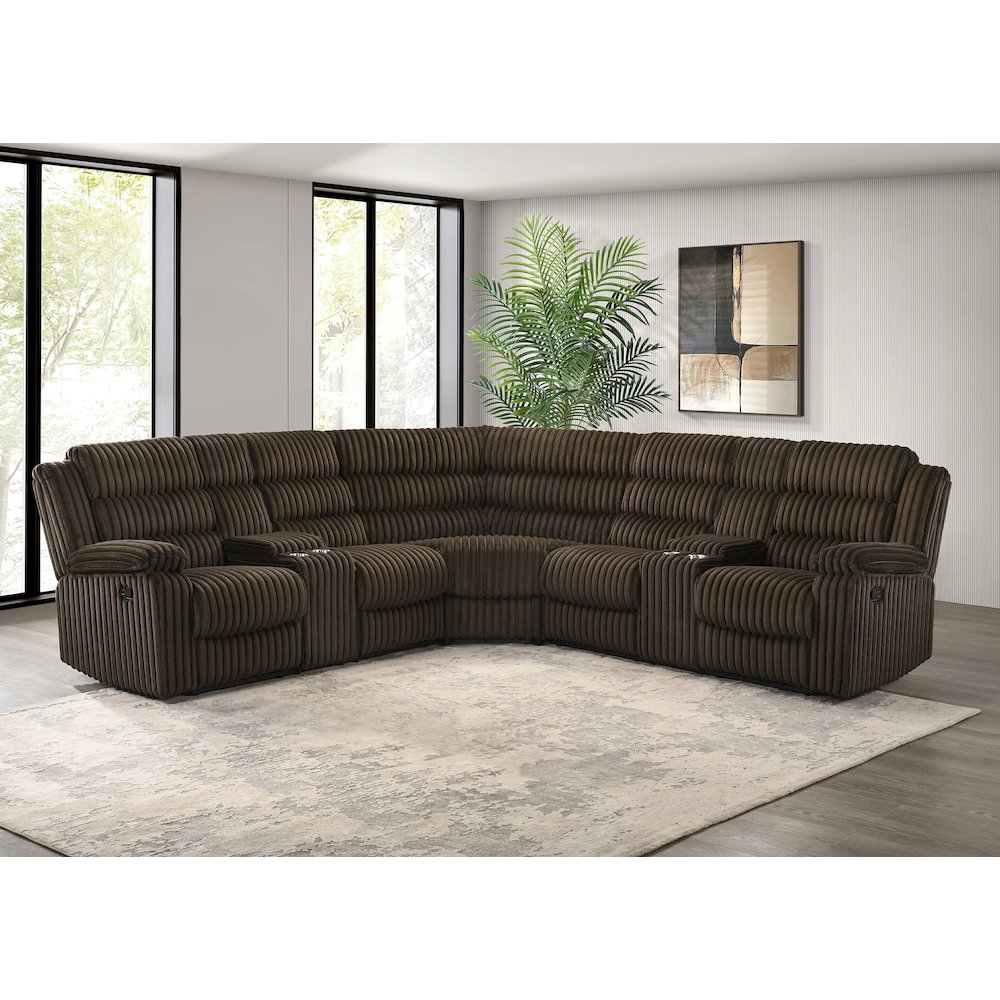 Atkinson Upholstered Reclining Sectional Sofa Chocolate