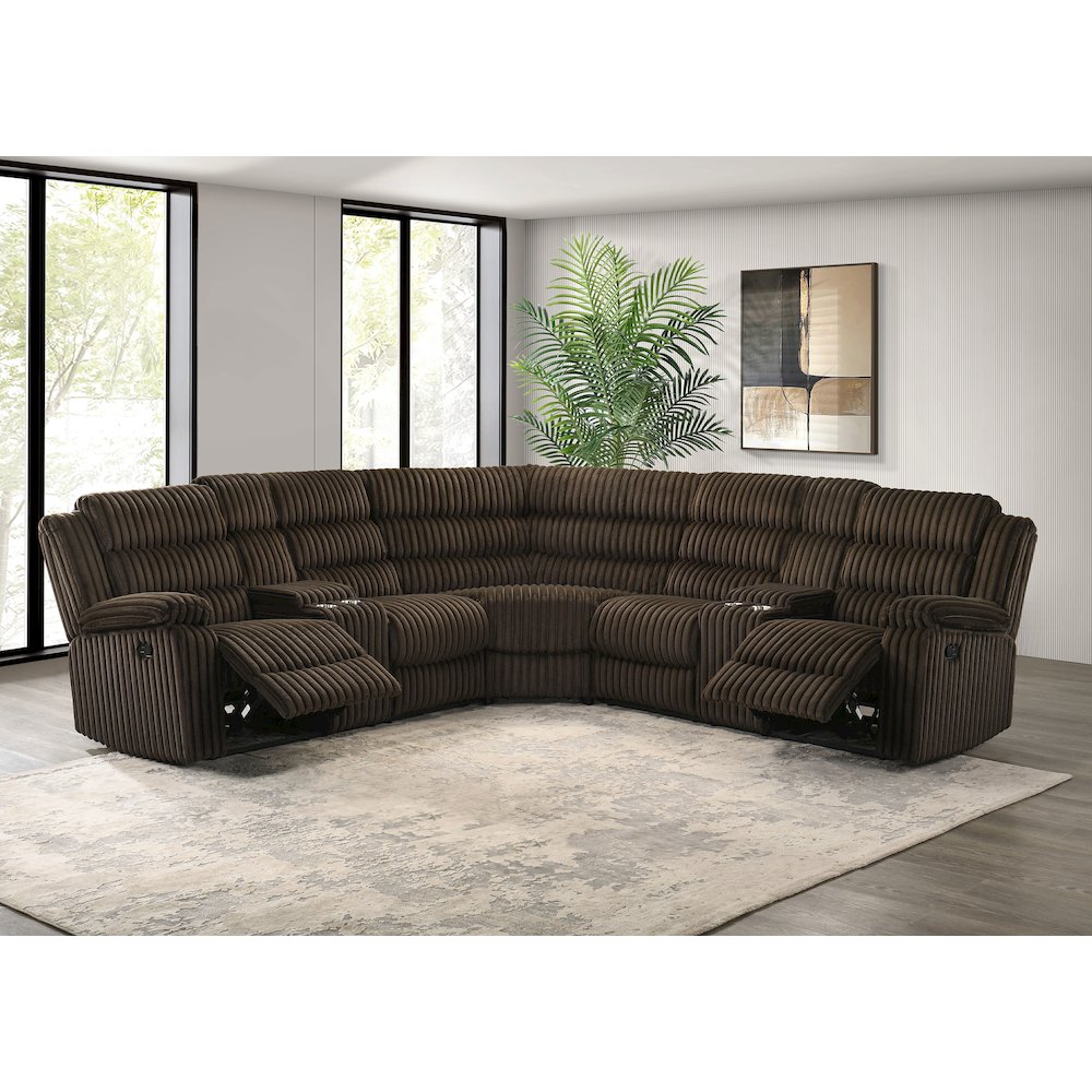 Atkinson Upholstered Reclining Sectional Sofa Chocolate