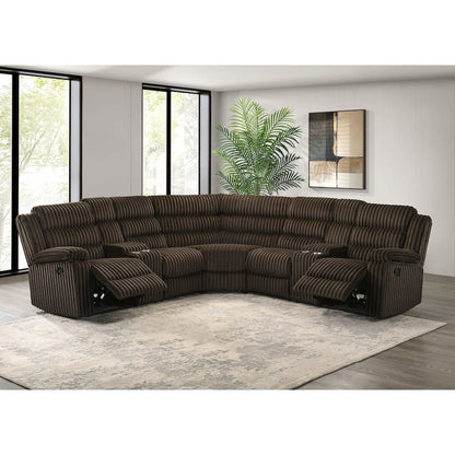 Atkinson Upholstered Reclining Sectional Sofa Chocolate