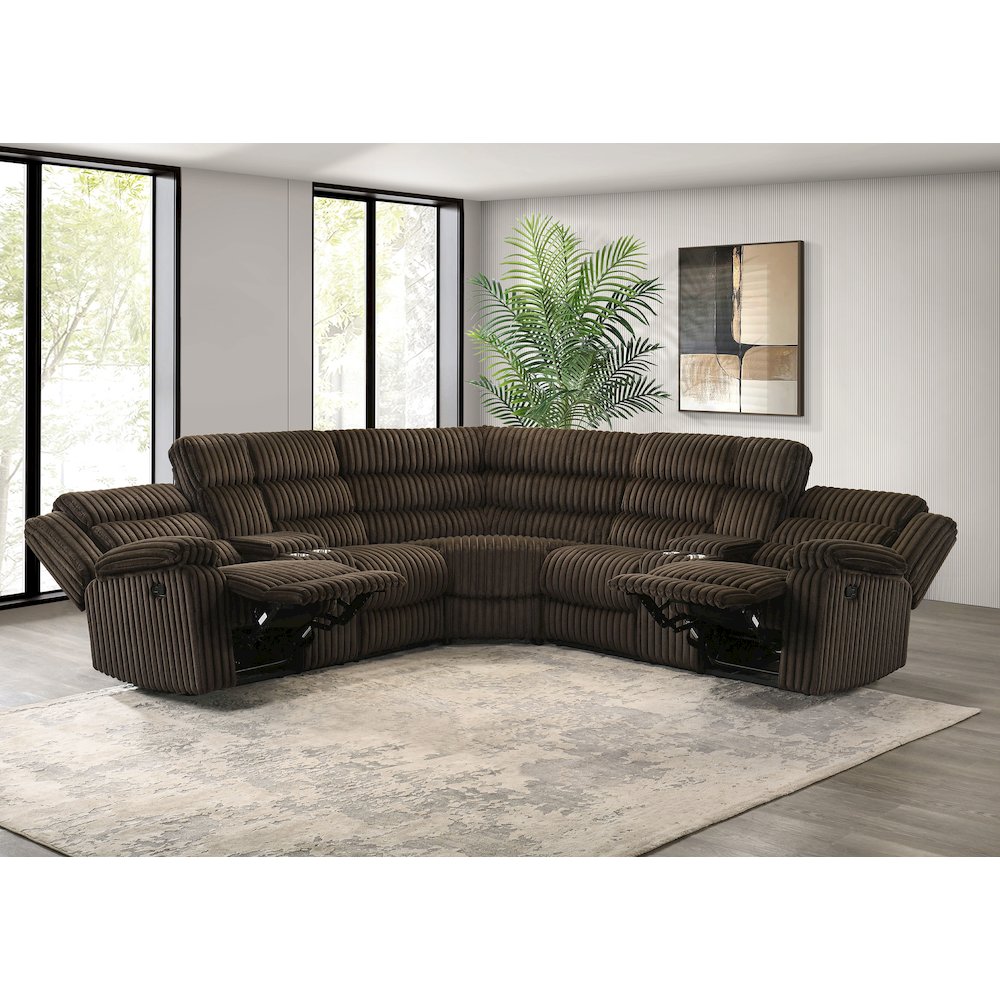 Atkinson Upholstered Reclining Sectional Sofa Chocolate