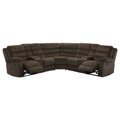 Atkinson Upholstered Reclining Sectional Sofa Chocolate