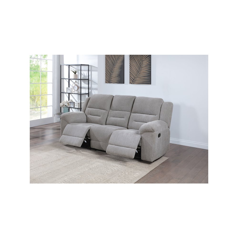 Gilson Chenille Upholstered Reclining Sofa Grey
